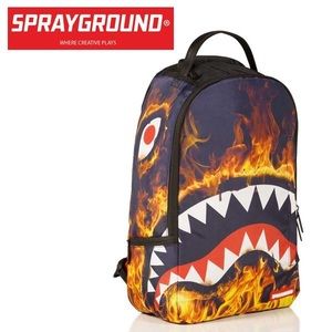 sprayground fire shark backpack